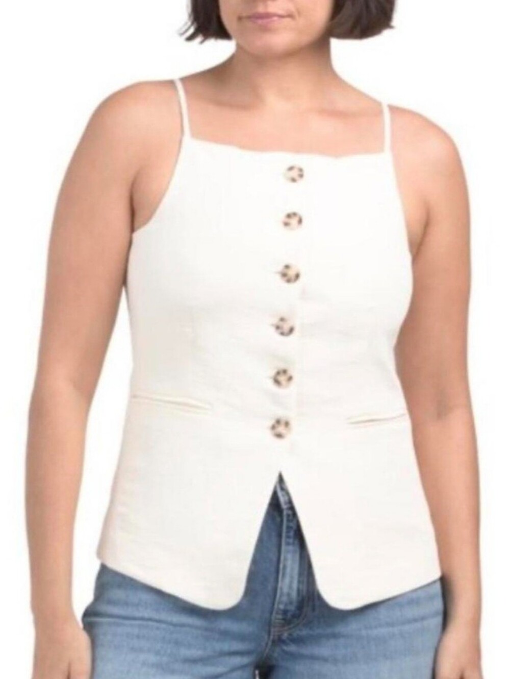 Christian Lacroix Creme Crepe Vest Lined Size 10 NWT Pockets Still Sewn Shut